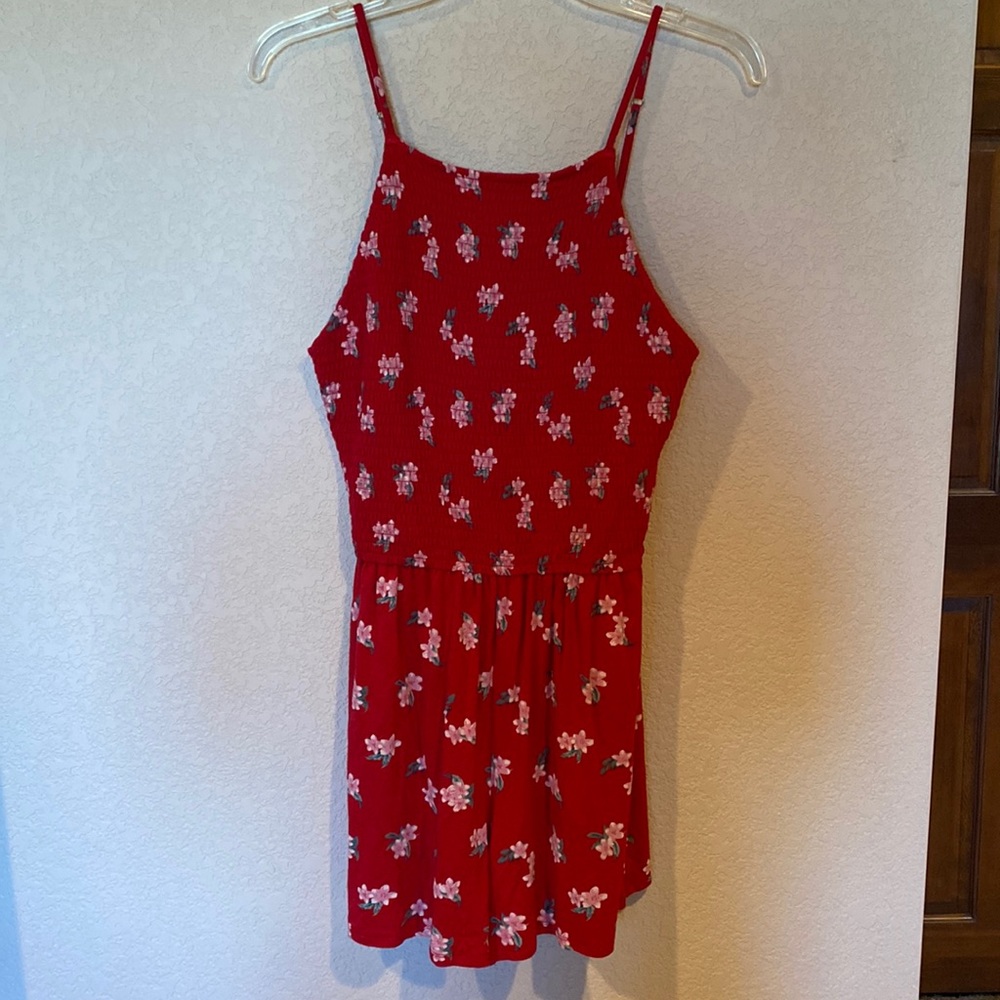 Hollister red floral romper